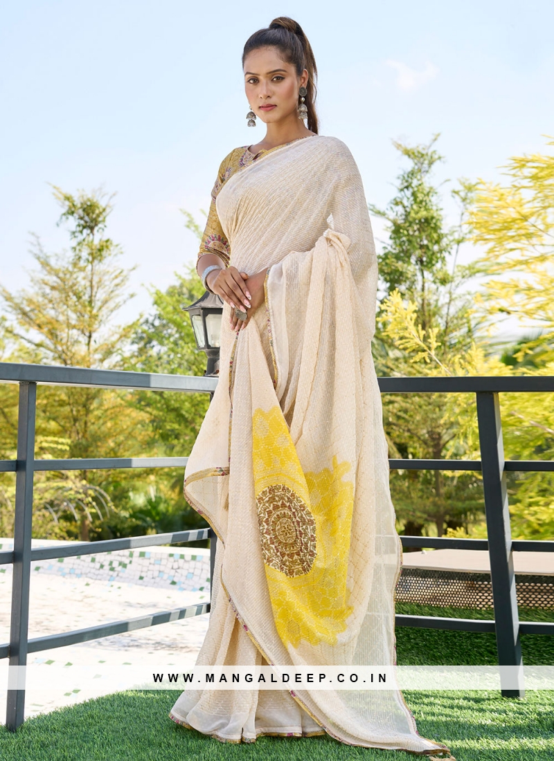 Half White Saree | Bollywood saree blouse designs, Saree trends, Sari blouse  designs
