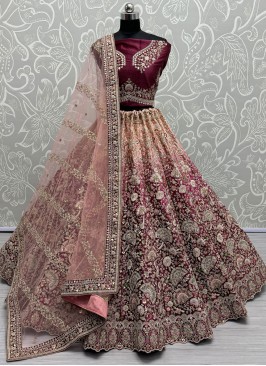 Noble Velvet Diamond Hot Pink Trendy Lehenga Choli