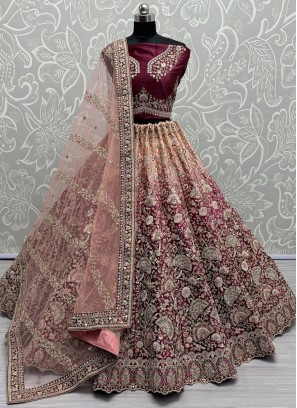 Noble Velvet Diamond Hot Pink Trendy Lehenga Choli