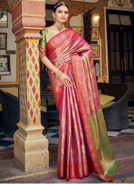 Observable Magenta Weaving Banarasi Silk Trendy Sa