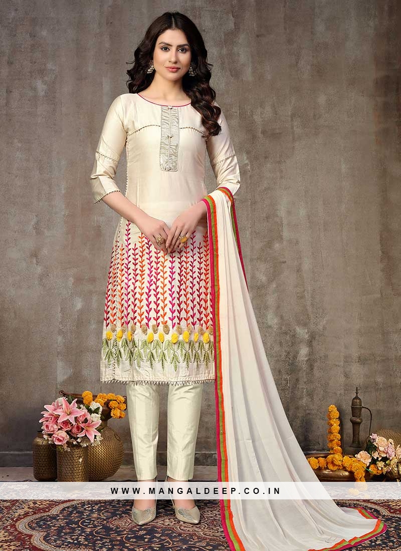 Kimora Pure Cotton Lawn Women Off-White Suit Dress Material – Stilento