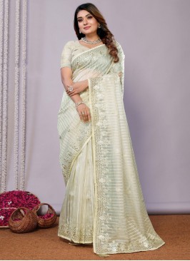 Off White Color Trendy Saree