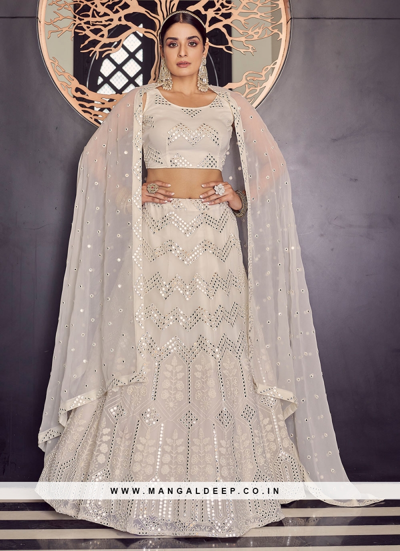 Georgette Embroidery Beige Thread & Sequins Embroidered Lehenga Choli With  Dupatta at Rs 3500 in Surat