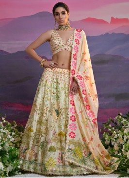 Off White Print Lehenga Choli