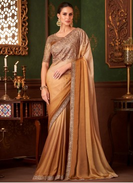 Opulent Brown and Cream Traditional Saree