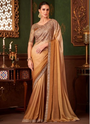 Opulent Brown and Cream Traditional Saree