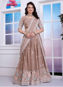 Opulent Embroidered Faux Georgette Trendy Lehenga 