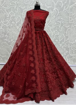 Opulent Embroidered Maroon Designer Lehenga Choli