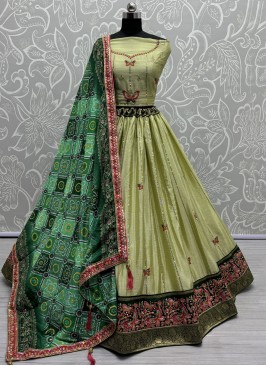 Opulent Sequins Silk Green Lehenga Choli