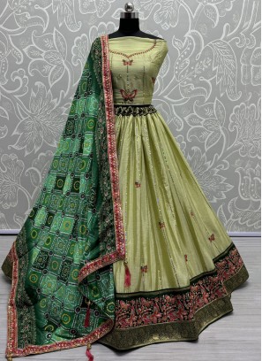 Opulent Sequins Silk Green Lehenga Choli