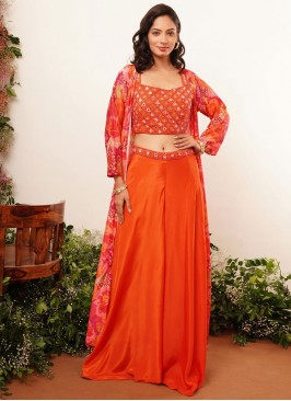 Orange Embroidered Pure Crepe Trendy Salwar Kameez