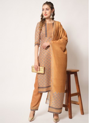 Orange Sequins Casual Trendy Salwar Kameez