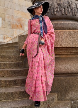 Organza Contemporary Saree in Pink