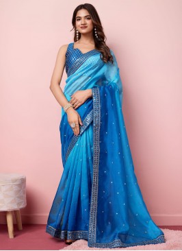 Organza Designer Saree in Blue