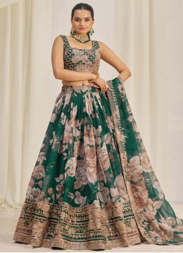 Organza Green Designer Lehenga Choli