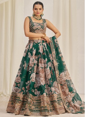 Organza Green Designer Lehenga Choli