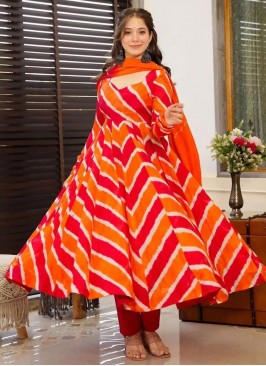 Organza Orange Readymade Salwar Kameez