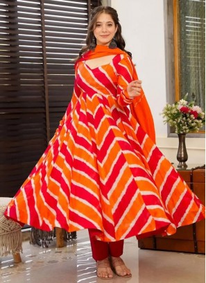 Organza Orange Readymade Salwar Kameez