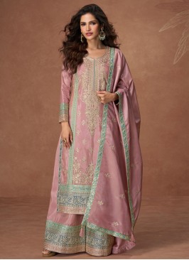 Organza Sequins Pink Palazzo Designer Suit