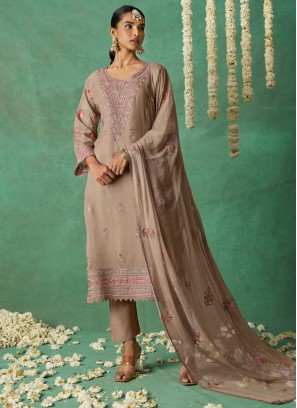 Organza Zari Beige Trendy Salwar Kameez