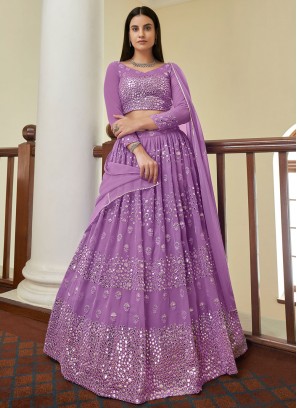 Online Sale Lehenga in Violet Purple Embroidered Fabric LLCV115262