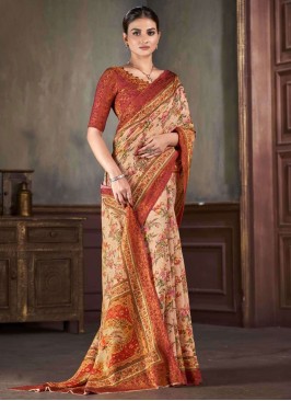 Orphic Peach Party Classic Saree