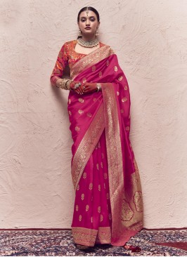 Orphic Pink Silk Trendy Saree