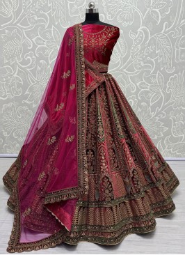 Orphic Velvet Dimond Pink and Rani Trendy Lehenga Choli