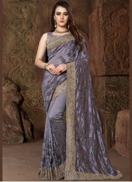 Outstanding Art Silk Grey Designer Traditional Sar