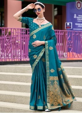 Outstanding Morpeach  Weaving Classic Saree