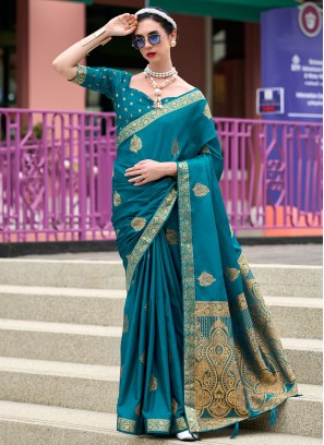 Outstanding Morpeach  Weaving Classic Saree