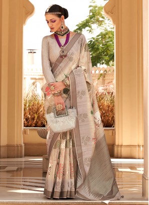 Paramount Cream Festival Contemporary Saree