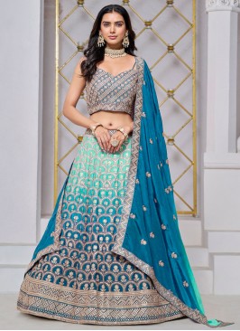 Paramount Embroidered Morpeach  Trendy Lehenga Choli