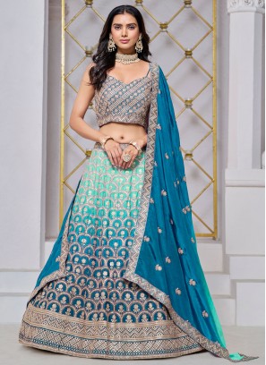 Paramount Embroidered Morpeach  Trendy Lehenga Choli