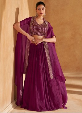 Paramount Plain Purple Silk Readymade Lehenga Choli