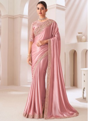 Peach and Pink Party Traditional Saree