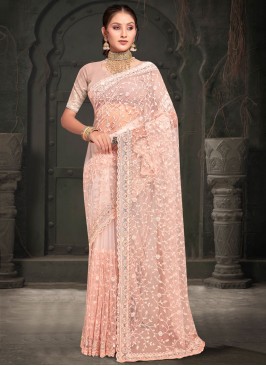 Peach Color Designer Saree