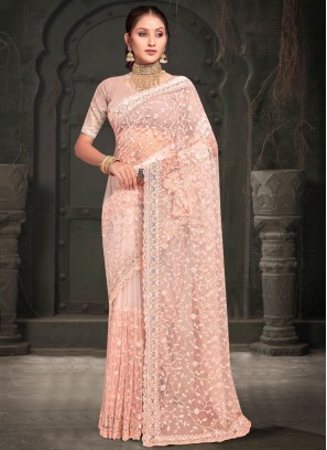 Peach Color Designer Saree