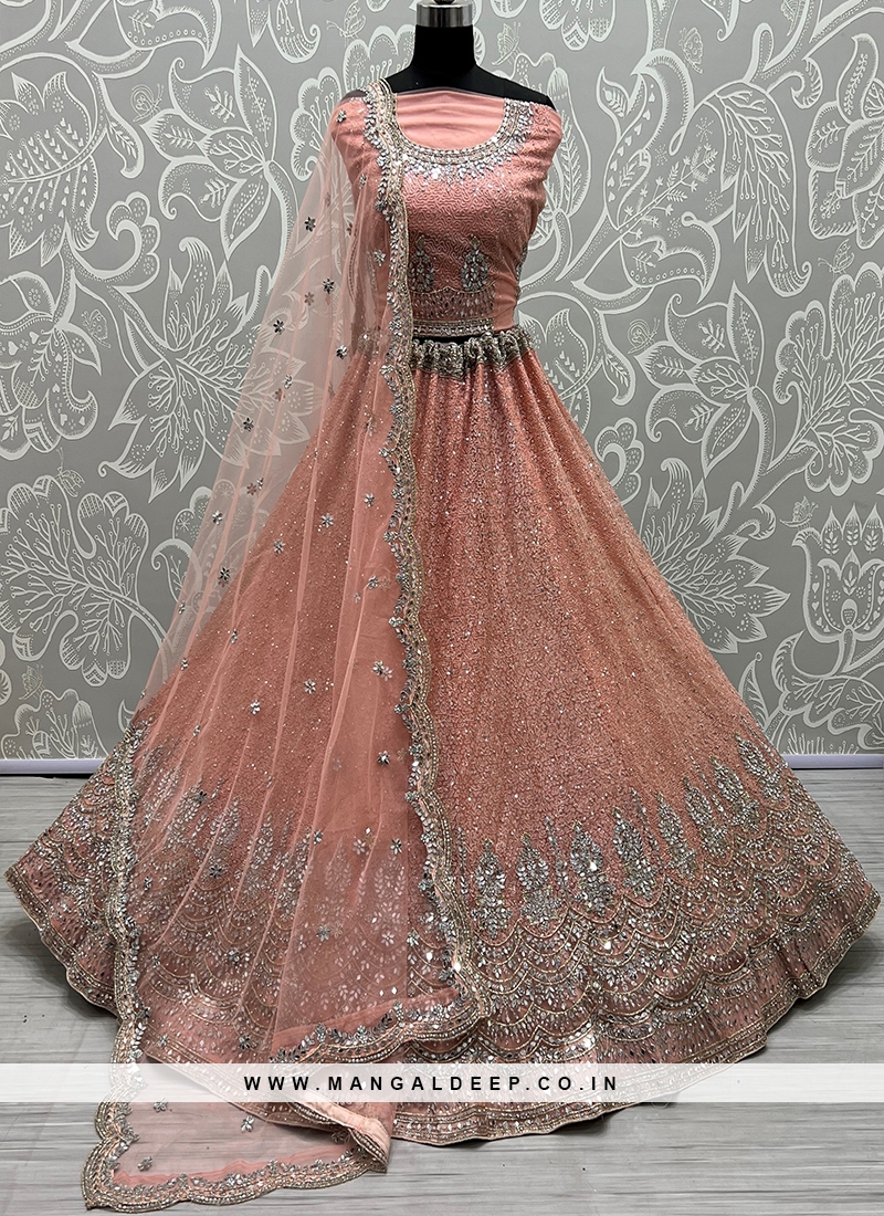 Peach Colored Party Wear Georgette Embroidery Work Lehenga Choli - Latest  Lehengas - New In - Indian