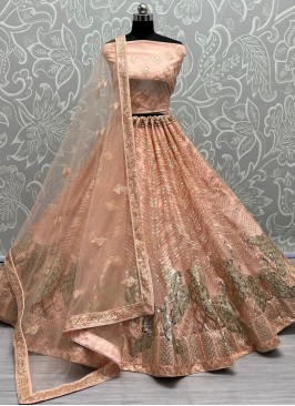 Peach Engagement Trendy Lehenga Choli