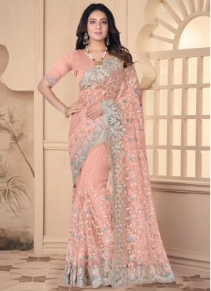 Peach Festival Contemporary Saree