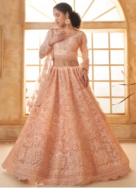 Peach Floral Patterns Trendy Lehenga Choli