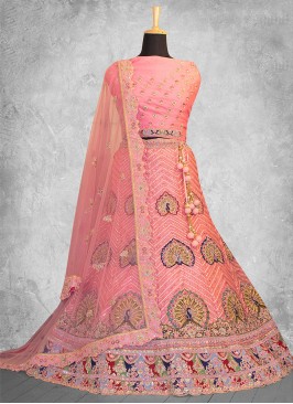 Peach Sequins Party Lehenga Choli