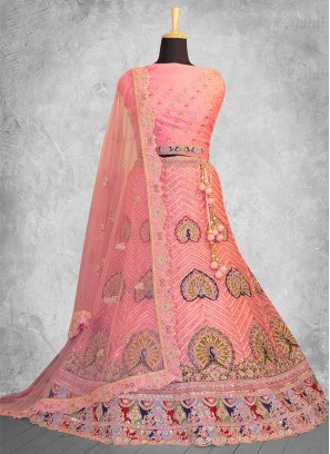 Peach Sequins Party Lehenga Choli