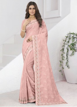 Peach Silk Designer Saree