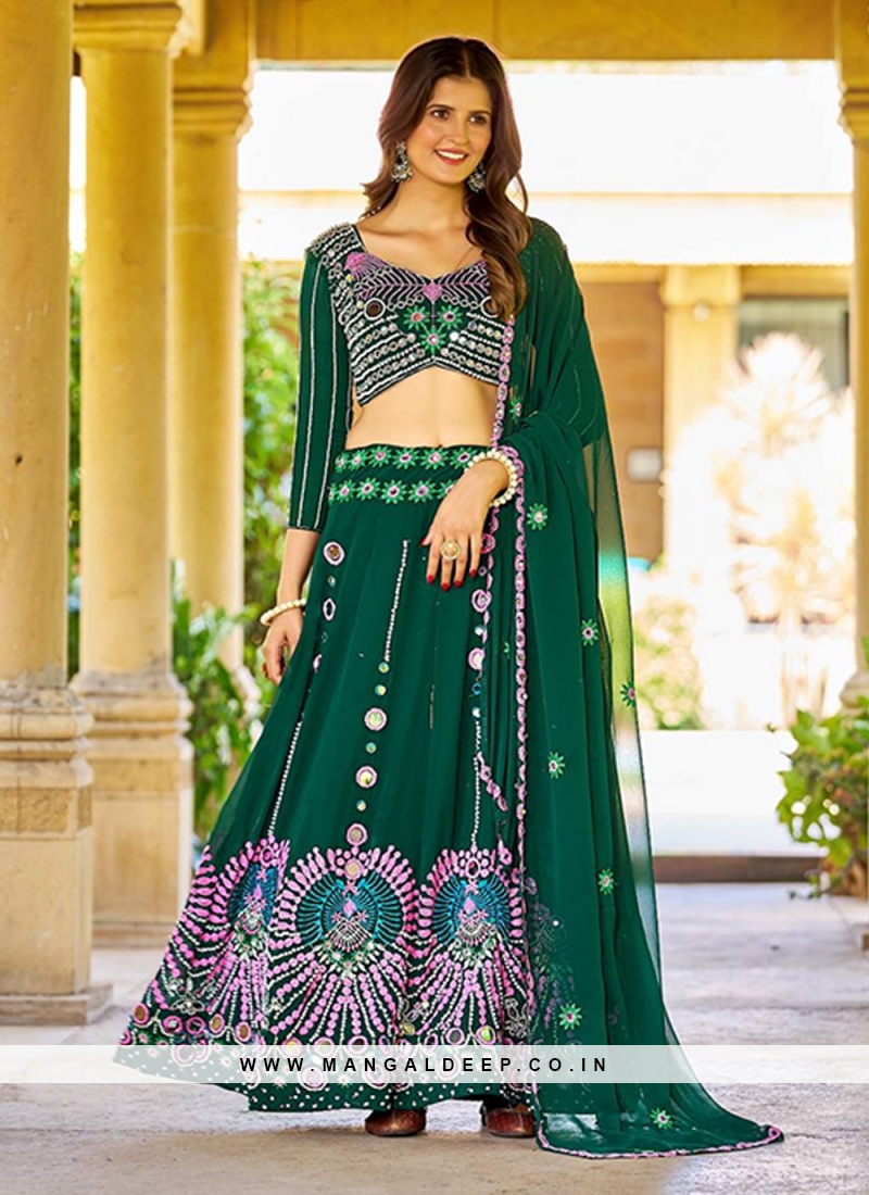 Buy Designer Lehenga Choli | Indian Lehengas Online Shopping UK: Dark Green