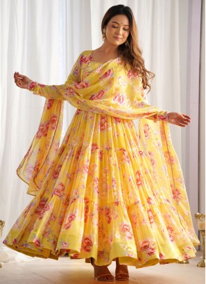 Peppy Yellow Readymade Salwar Kameez