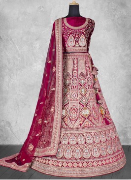 Peppy Zardosi Work Velvet Magenta and Rani Trendy Lehenga Choli