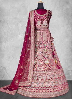 Peppy Zardosi Work Velvet Magenta and Rani Trendy Lehenga Choli