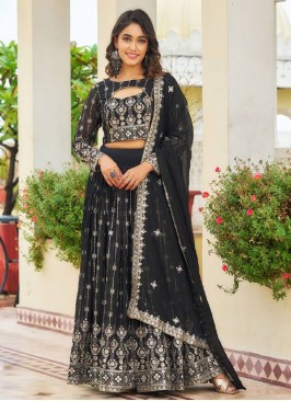 Perfect Embroidered Black Readymade Lehenga Choli